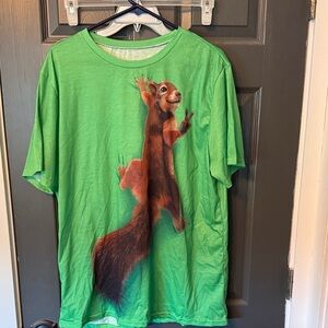 Green T-Shirt with Squirrel Print